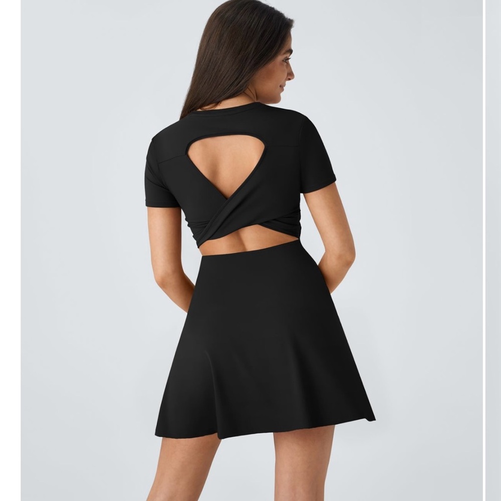 Black Cutout Back Fit & Flare Dress
